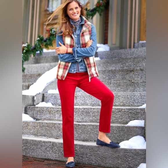 Talbots Pants - Talbots Red Corduroy Straight Leg Pants Size 8 Petite